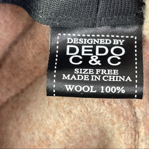 DEDO C&C Light Brown 100% Wool Bucket Hat with Flower Applique One Size - Picture 7 of 7